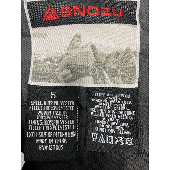 SNOZU Overalls Bibs Winter Snow Ski Pants Kids Boys Size 5 Black Gray Warm - Picture 6 of 9
